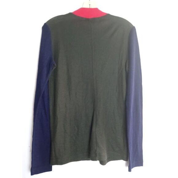 Hache  Italian Design Virgin Wool Blue, Brown Mock Neck Sweater size EU 40/Large - Picture 2 of 10